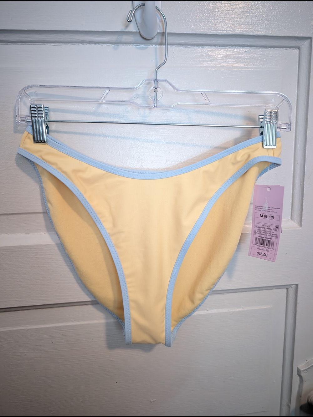 NWT Pale Yellow Bikini Swim Bottoms with Light Blue Trim Shade & Shore